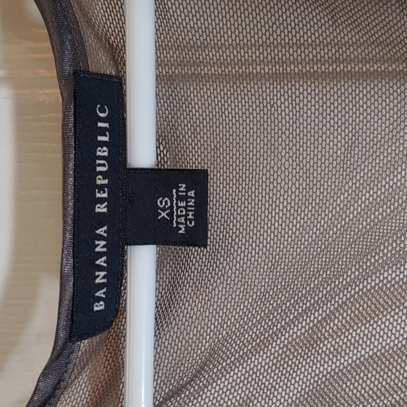 Banana Republic Sheer Mesh Embroidered Grey Tunic Tank Top Shirt Size Xs - Picture 2 of 6